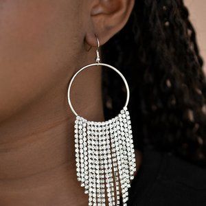 Elegant Streamlined Shimmer - White Earrings
